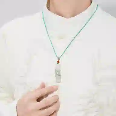 老凤祥 【节节高升】清风竹韵 国潮新中式古典小众设计 高级感轻奢简约百搭转运珠 精致礼盒天然 天山翠 项链 男女同款情侣款