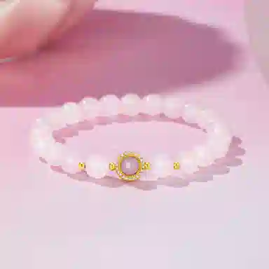老凤祥 粉晶之约 新中式 少女粉嫩招桃花 小众简约 轻奢气质 大牌精致细腻 晶莹剔透 百搭温柔 礼盒装#好运天然 粉水晶 手串 女款