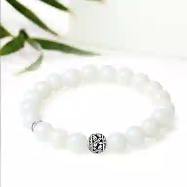 新中式小众气质招财转运六字真言文玩好运贺礼 白玉菩提 时尚手串手饰 男女同款情侣款