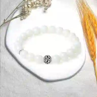 新中式小众气质招财转运六字真言文玩好运贺礼 白玉菩提 时尚手串手饰 男女同款情侣款