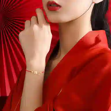 秦福炫 龙年本命年轻奢小众属龙小福牌编织精致 合金 手链 女款 金色