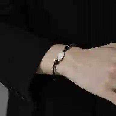 秦福炫 三生石 手绳轻奢高级设计感个性国潮 黑曜石 玉石手链 男款