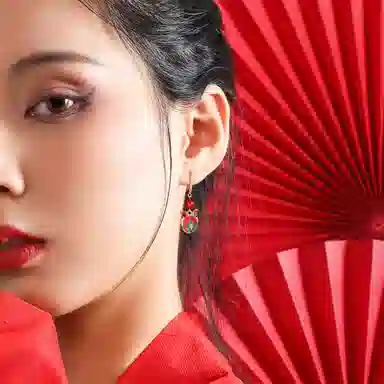 秦福炫 中国风祥龙 设计感小众复古龙年本命年 耳环 女款 红色