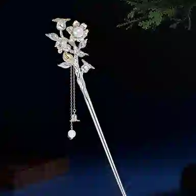 秦福炫 十二花神玉髓古风高级感小众新中式流苏 古风气质  银色 发簪 女款