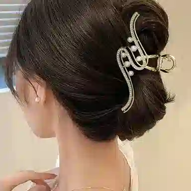 秦福炫 大号波浪鲨鱼夹高级感后脑勺 珍珠 发夹 女款