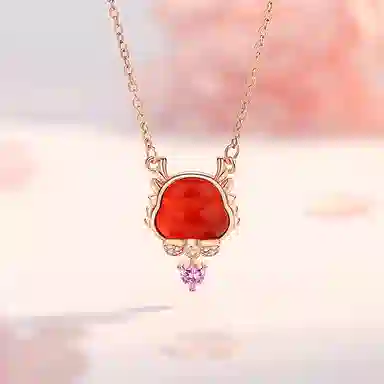 秦福炫 如意祥龙龙年设计小众设计高级感国潮复古锁骨链 玉髓 项链 女款