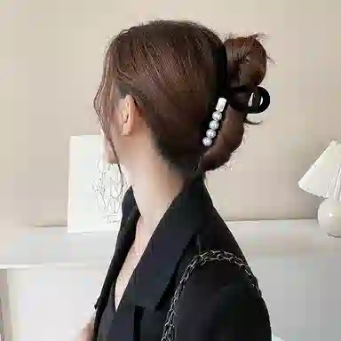 秦福炫 鲨鱼夹 抓夹森系气质后脑勺高级感夹子 亚克力 发夹 女款 黑色