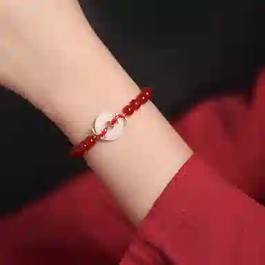 秦福炫 锦鲤平安扣 串珠国潮复古经典古风小众设计民族风新中式 玉髓 玉石手串 女款