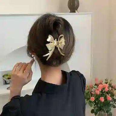 秦福炫 飘带蝴蝶结抓夹冷淡风后脑勺鲨鱼夹女高级感 发夹 女款