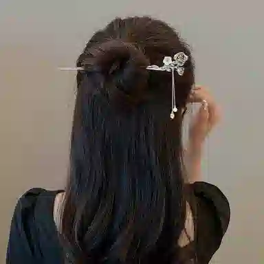 秦福炫 十二花神 流苏高级感古风发钗簪子新中式国风国潮气质百搭玉簪 发簪 女款 银色