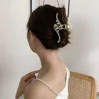 秦福炫 大号波浪鲨鱼夹高级感后脑勺 珍珠 发夹 女款