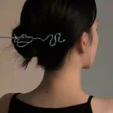 秦福炫 青蛇 高级感新中式盘发古风简约现代清冷感 发簪 女款 银色