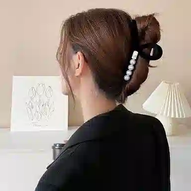 秦福炫 鲨鱼夹 抓夹森系气质后脑勺高级感夹子 亚克力 发夹 女款 黑色