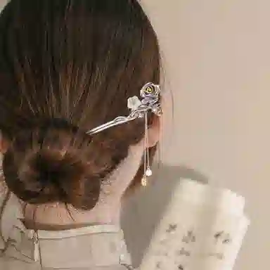 秦福炫 十二花神 流苏高级感古风发钗簪子新中式国风国潮气质百搭玉簪 发簪 女款 银色