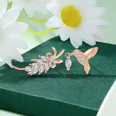 秦福炫 蓝桉已遇释槐鸟小众设计 高级个性耳饰 合金 耳钉 女款 玫瑰金 银色 金色