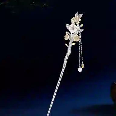 秦福炫 十二花神玉髓古风高级感小众新中式流苏 古风气质  银色 发簪 女款