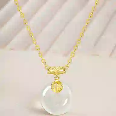 秦福炫 新中式平安扣轻奢小众设计感 玉髓 玉石项链 男女同款情侣款 礼盒装