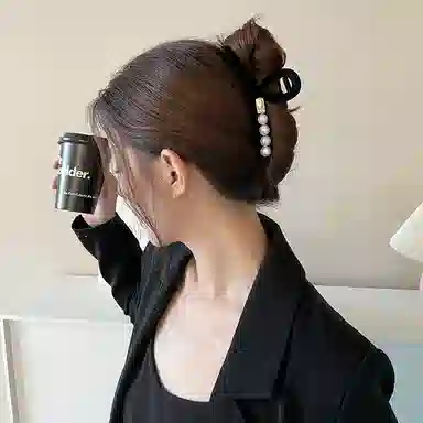 秦福炫 鲨鱼夹 抓夹森系气质后脑勺高级感夹子 亚克力 发夹 女款 黑色