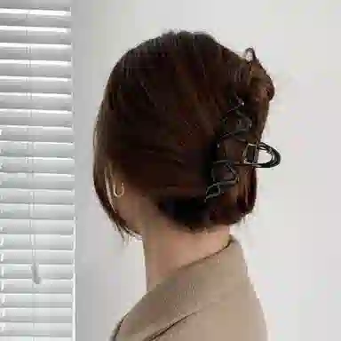 秦福炫 黑色波浪 后脑勺鲨鱼夹高级感盘发大号 发夹 女款