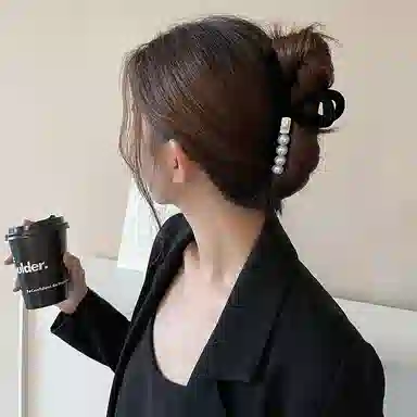 秦福炫 鲨鱼夹 抓夹森系气质后脑勺高级感夹子 亚克力 发夹 女款 黑色