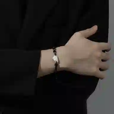 秦福炫 三生石 手绳轻奢高级设计感个性国潮 黑曜石 玉石手链 男款