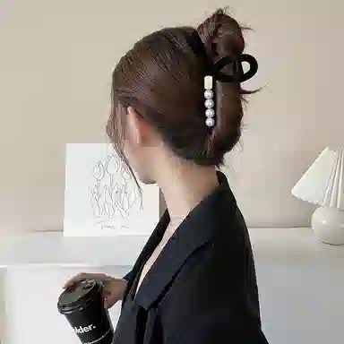 秦福炫 鲨鱼夹 抓夹森系气质后脑勺高级感夹子 亚克力 发夹 女款 黑色