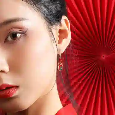 秦福炫 中国风祥龙 设计感小众复古龙年本命年 耳环 女款 红色