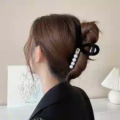 秦福炫 鲨鱼夹 抓夹森系气质后脑勺高级感夹子 亚克力 发夹 女款 黑色