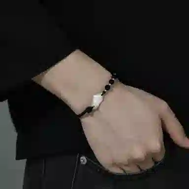 秦福炫 三生石 手绳轻奢高级设计感个性国潮 黑曜石 玉石手链 男款