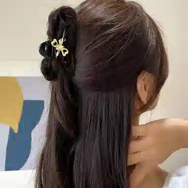 秦福炫 爱心蝴蝶 简约时尚后脑勺半盘发八字鲨鱼 发夹 女款