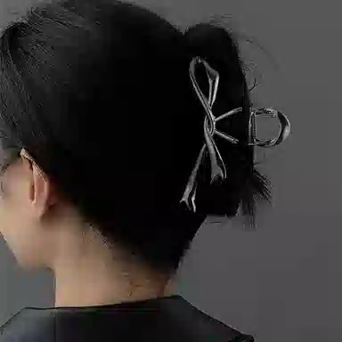 秦福炫 飘带蝴蝶结 小众设计轻奢高级感发量多后脑勺冷淡风 合金 发夹 女款