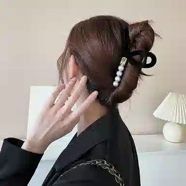 秦福炫 鲨鱼夹 抓夹森系气质后脑勺高级感夹子 亚克力 发夹 女款 黑色