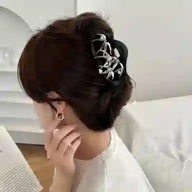 秦福炫 竹叶新中式 国风高端鲨鱼夹后脑勺半扎发高级感夹子头饰 发夹 女款