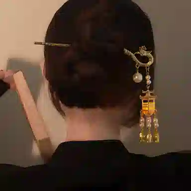 秦福炫 宫灯流苏 高级感步摇古风汉服旗袍头饰盘发 发簪 女款