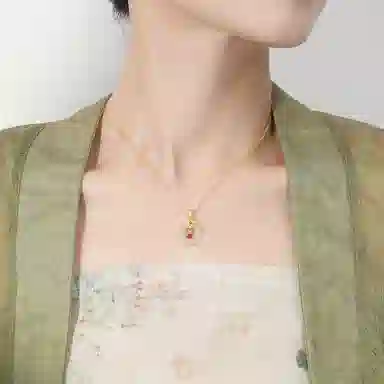 秦福炫 新中式平安扣颈链轻奢小众设计感吊坠 玉髓 玉石项链 男女同款情侣款 礼盒装