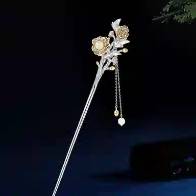 秦福炫 十二花神玉髓古风高级感小众新中式流苏 古风气质  银色 发簪 女款