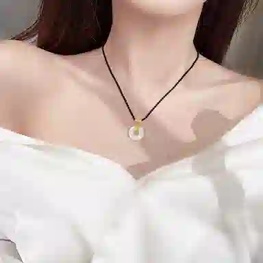 秦福炫 新中式平安扣轻奢小众设计感 玉髓 玉石项链 男女同款情侣款 礼盒装
