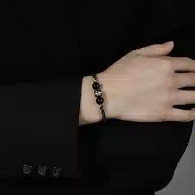 秦福炫 古风新中式大气 黑曜石 玉石手链/脚链 男款 礼盒装