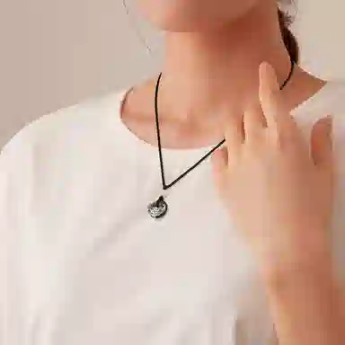 秦福炫 蝠气满满 平安扣黑曜石玉髓 黑绳中国风高级感 黑曜石 项链 男女同款情侣款