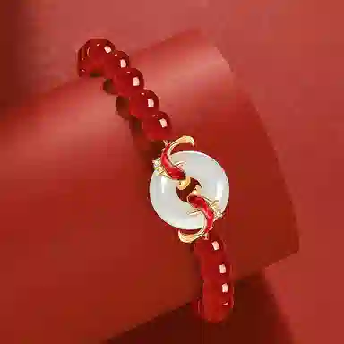 秦福炫 锦鲤平安扣 串珠国潮复古经典古风小众设计民族风新中式 玉髓 玉石手串 女款