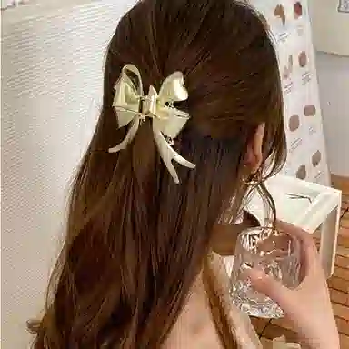 秦福炫 飘带蝴蝶结抓夹冷淡风后脑勺鲨鱼夹女高级感 发夹 女款