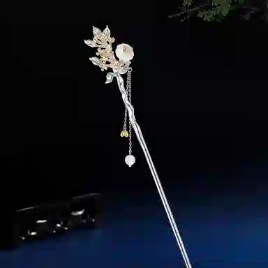 秦福炫 十二花神玉髓古风高级感小众新中式流苏 古风气质  银色 发簪 女款