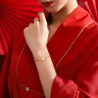 秦福炫 龙年本命年轻奢小众属龙小福牌编织精致 合金 手链 女款 金色