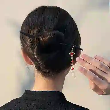 秦福炫 柿柿如意 木质旗袍盘发器高级感 发簪 女款