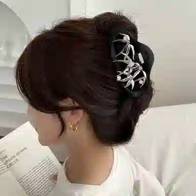 秦福炫 竹叶新中式 国风高端鲨鱼夹后脑勺半扎发高级感夹子头饰 发夹 女款