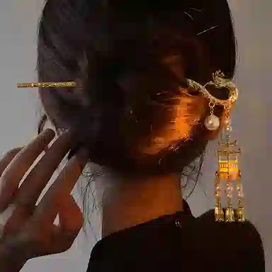 秦福炫 宫灯流苏 高级感步摇古风汉服旗袍头饰盘发 发簪 女款