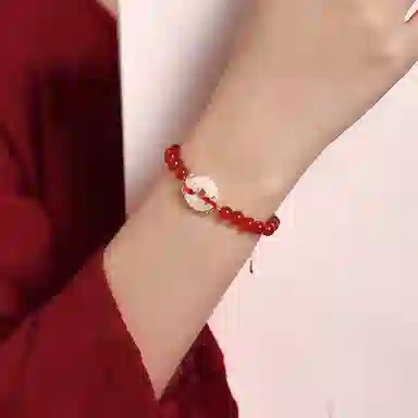 秦福炫 锦鲤平安扣 串珠国潮复古经典古风小众设计民族风新中式 玉髓 玉石手串 女款