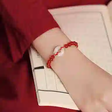 秦福炫 锦鲤平安扣 串珠国潮复古经典古风小众设计民族风新中式 玉髓 玉石手串 女款