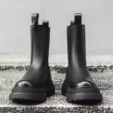 经典时尚工装增高烟筒切尔西 短筒 马丁靴 男款 黑色