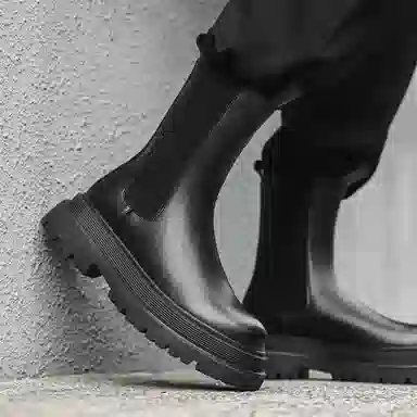 经典时尚工装增高烟筒切尔西 短筒 马丁靴 男款 黑色